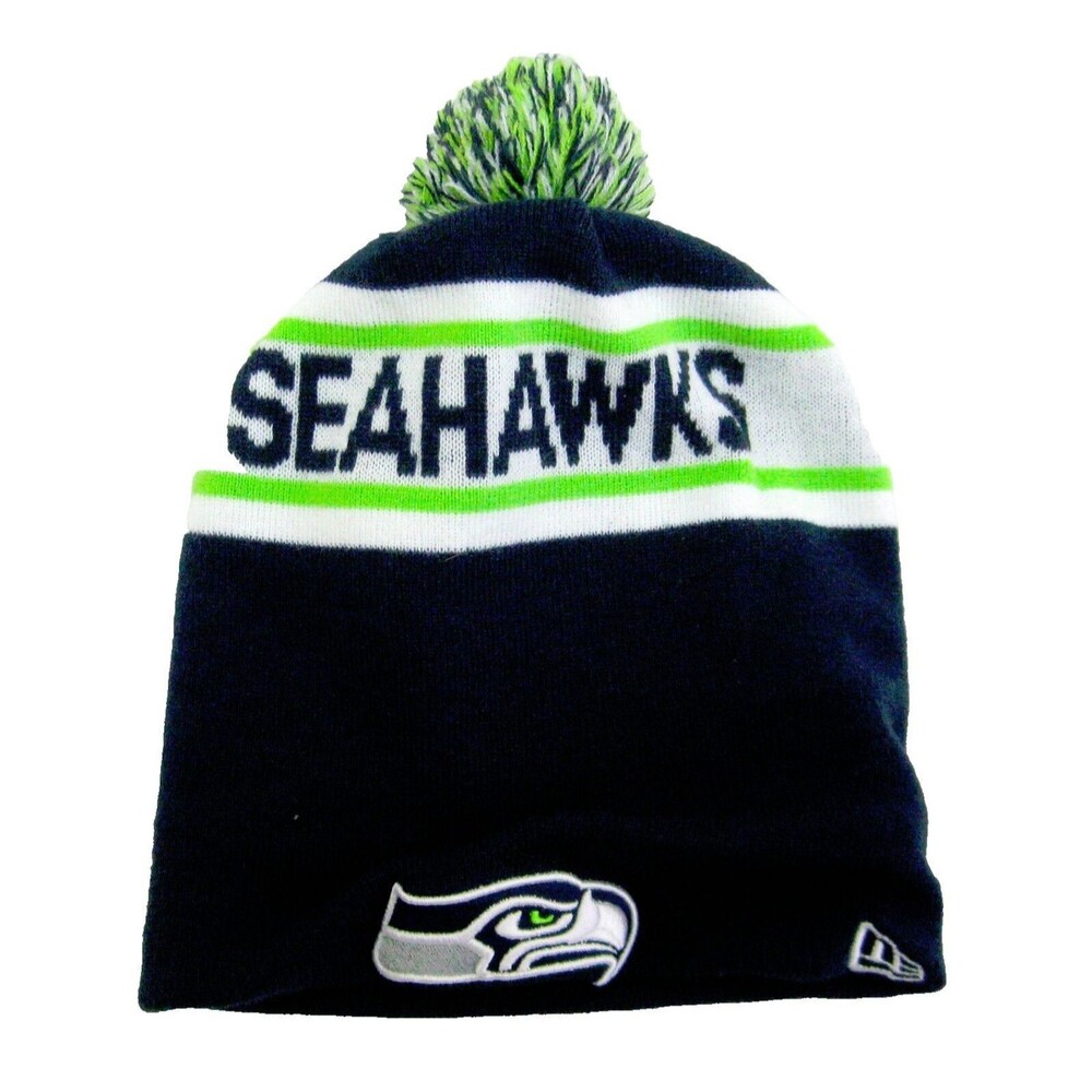 SEATTLE SEAHAWKS New Era Blue Knit Beanie Ski Hat (Adult One Size) NFL Football